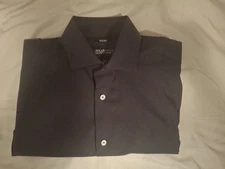 Awearness Kenneth Cole Non-iron Slim Fix Mens Button Up Black New Size 15 32/33