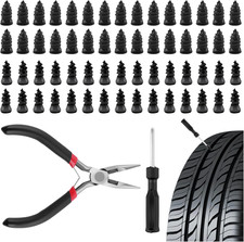 60PCS Screw in Tire Plugs with Pliers Screwdrivers,Heavy Duty Tire Repair Rubb