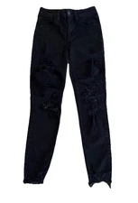 American Eagle Jegging Next Level Stretch Women’s Jeans Size 0 Distressed Black