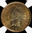 1906 INDIAN HEAD CENT NGC MS 62 BN SMOOTH, LUSTROUS, AND WELL STRUCK, WITH SOME