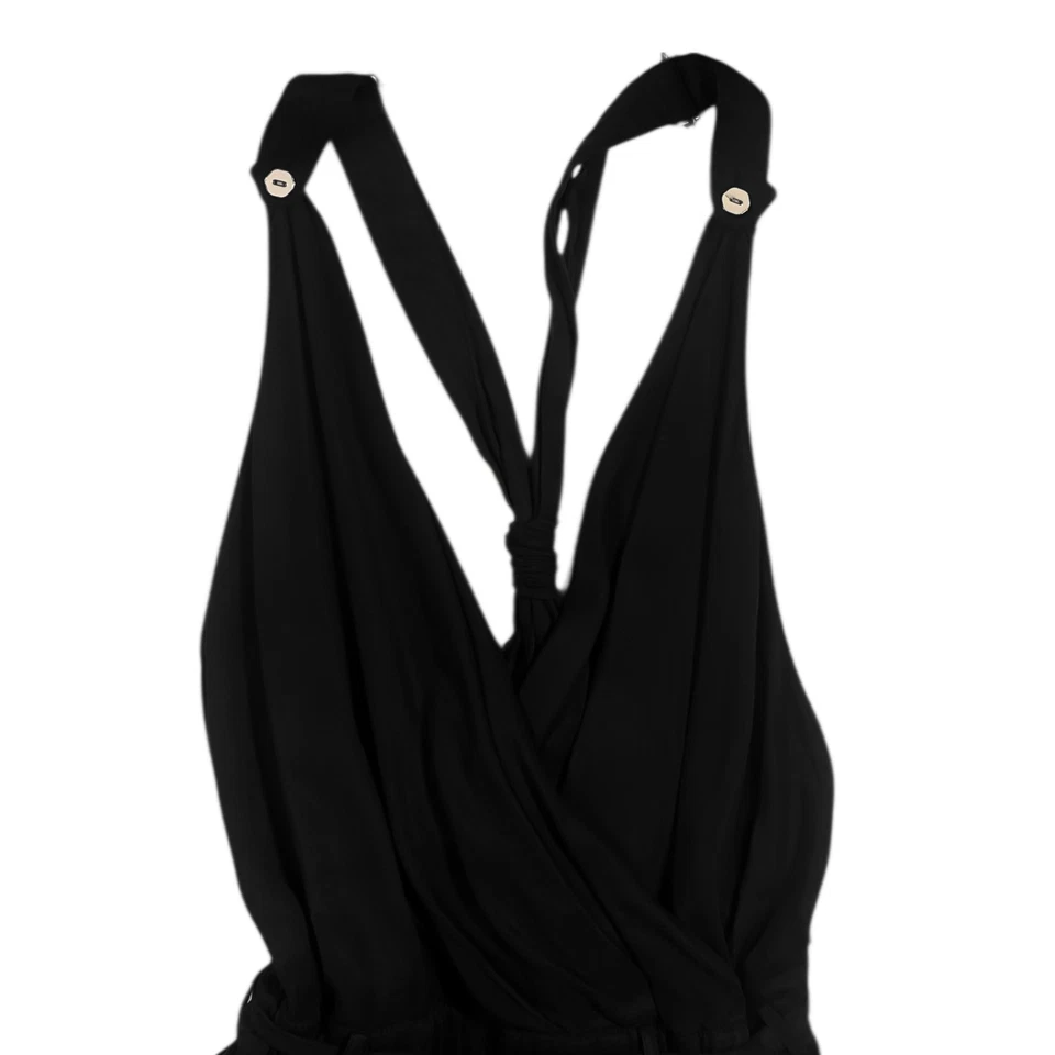 Mono para mujer Elevenses Anthropologie negro recortado pierna ancha sable mameluco 6 Foto 4 de 4