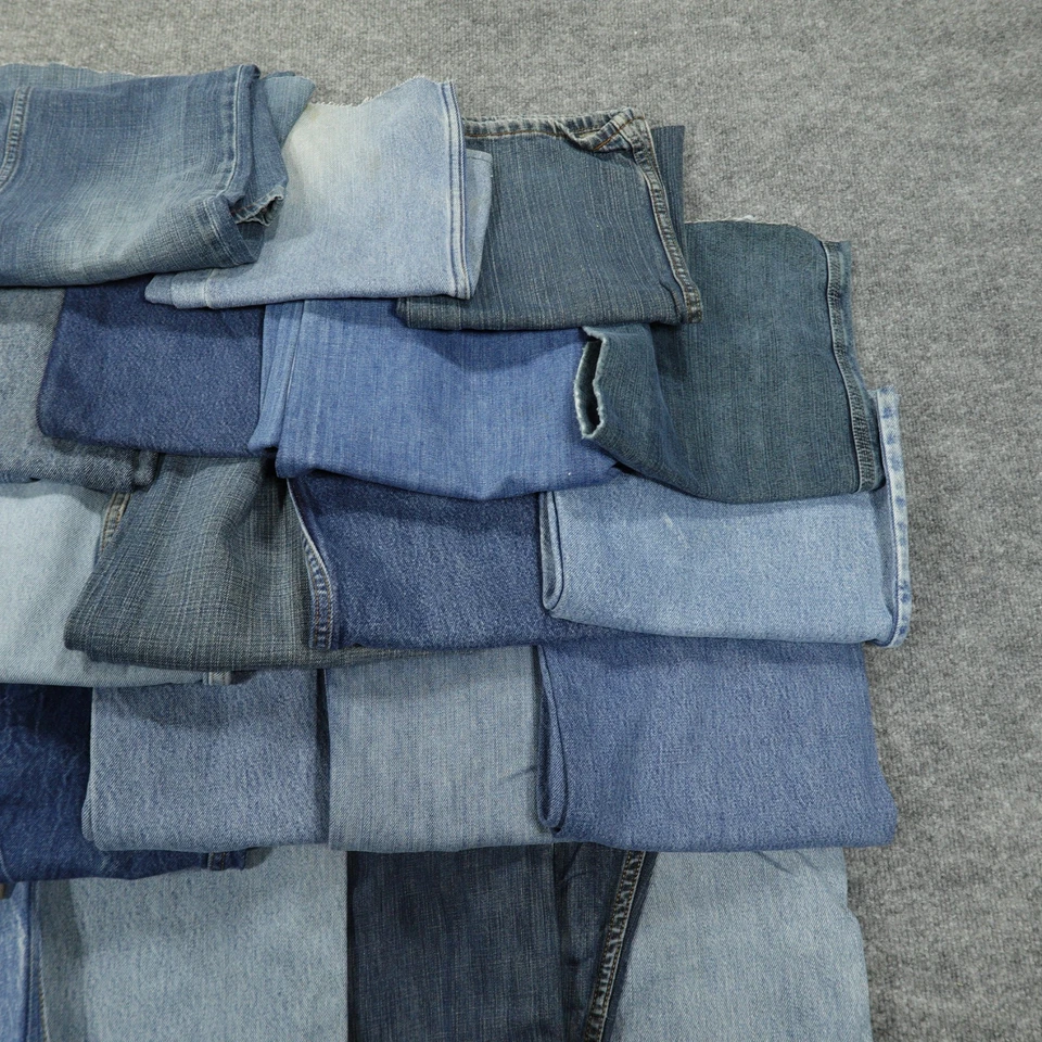 Denim Jeans Leg Fabric Scraps Craft Quilt DIY Upcycle Sew Project 19lb lot 483 - Image 3 of 4