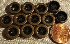 12 Small Hollow Antiqued Brass Metal Buttons Sew-through 13mm Jst Over 1/2" 8323