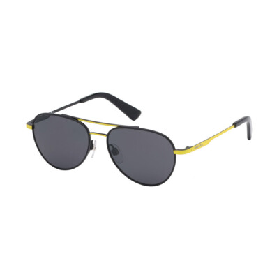 DIESEL Kinder Pilot Sonnenbrille DL0291 41A Schwarz Gelb / Grau  50 mm JUNIOR