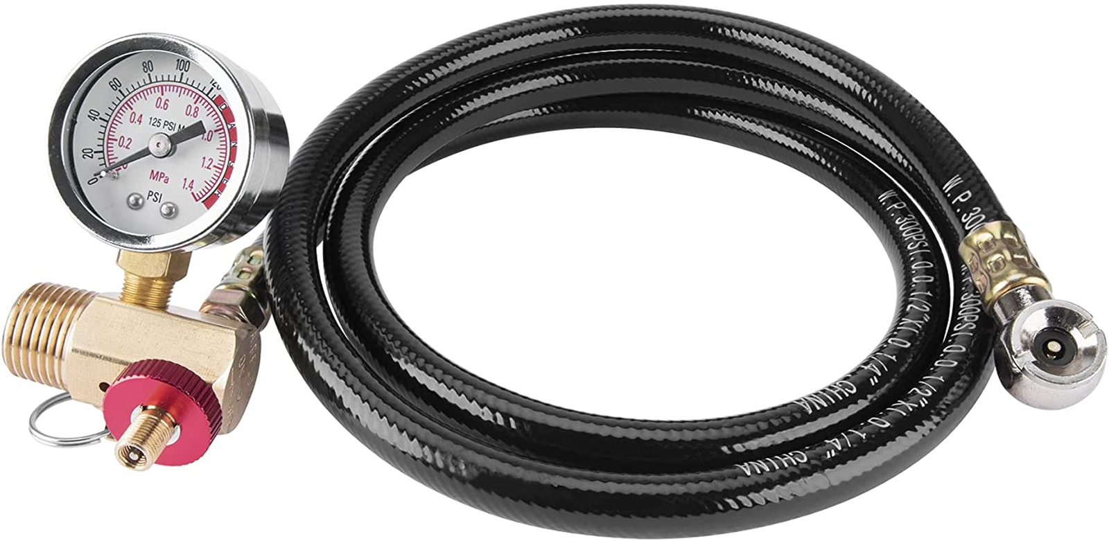 Air Tank Repair Kit W/Safety Valve, Pressure Gauge and 4 Feet Air Tank Hose