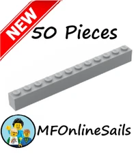 *NEW* 50x Genuine LEGO 1x12 Bricks - Light Bluish Gray- Piece # 6112 Bulk Long