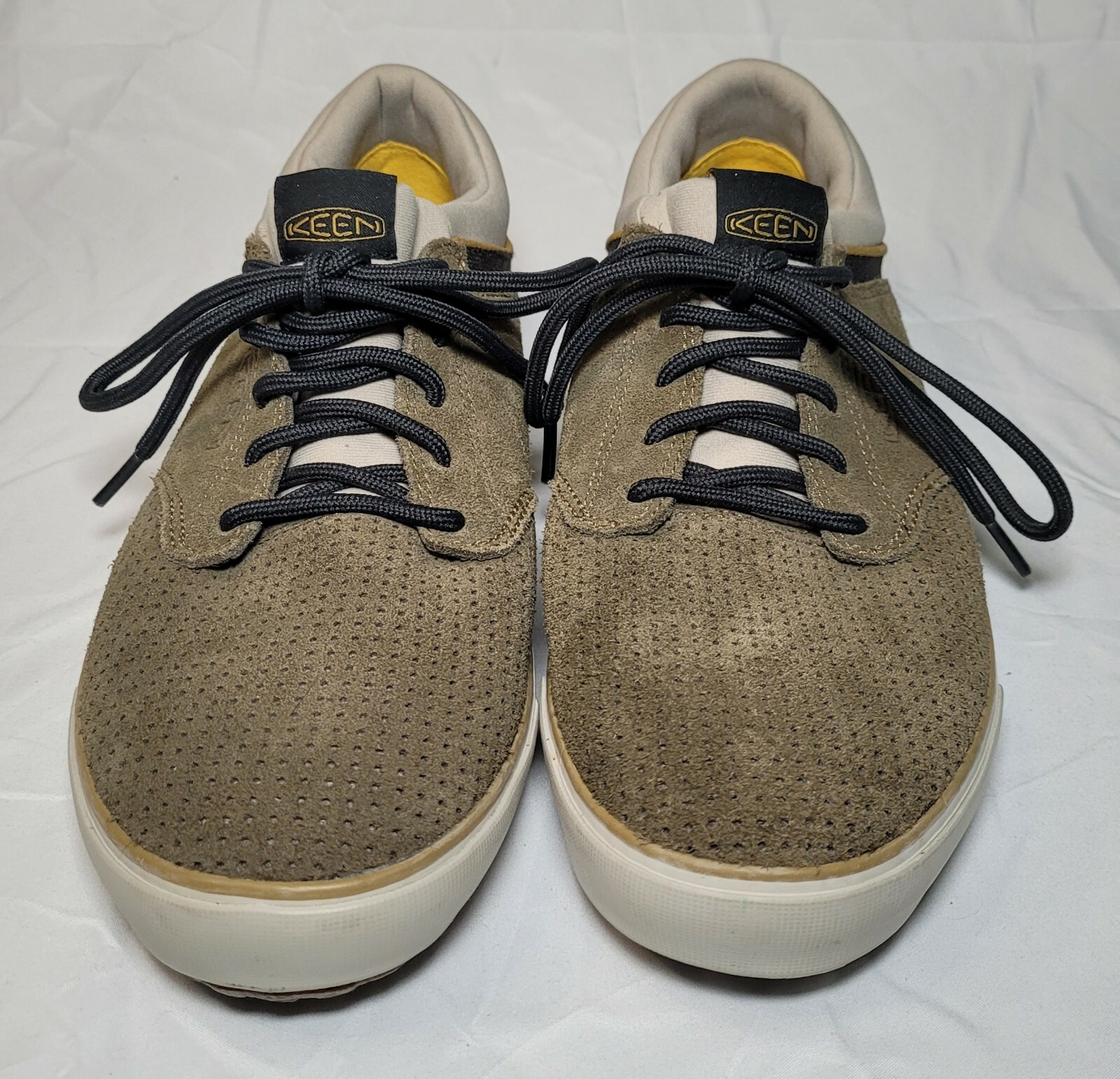 Scarpe Keen donna 100% vulcanizzate taglia 9 verde oliva marrone tela design sport