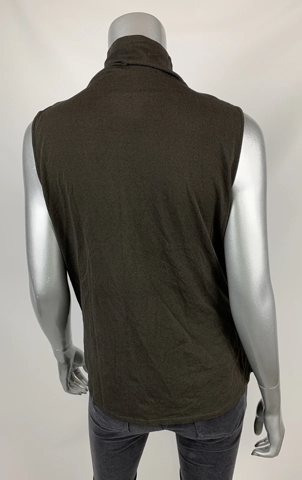 Top Ellen Tracy L Mezcla de Seda Marrón Cuello Simulado Sin Mangas Elástico Lados Acanalados Foto 4 de 4