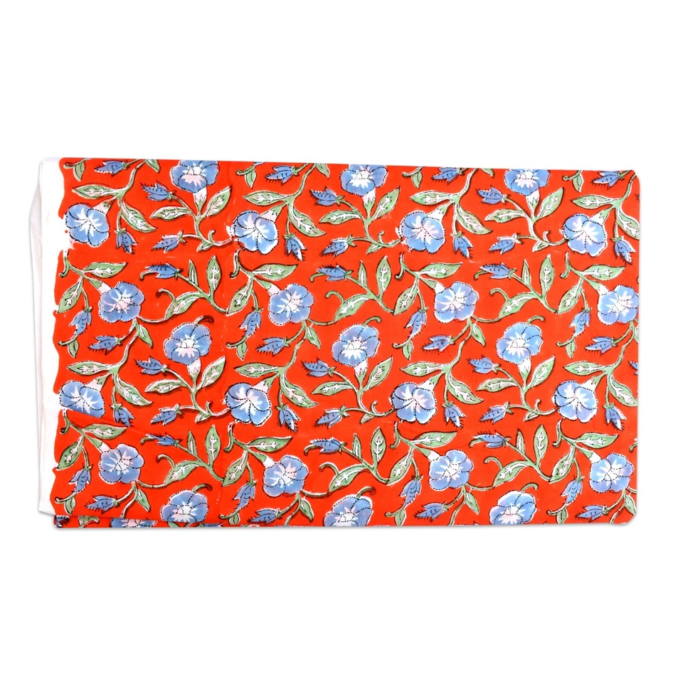 Floral Print Hand Block Fabric Cotton Running Fabric Indian Craft 10 Yard - Image 3 of 4