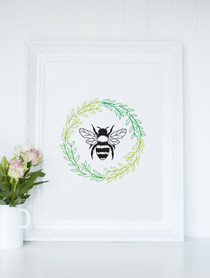Bienenkranz Hummel 2022 schlicht Schlafzimmer Ankleidezimmer Wohn Wand Deko Druck