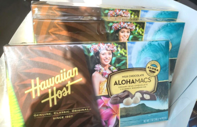 3 PACK HAWAIIAN HOST ALOHAMACS MILK CHOCOLATE  CHOCOLATE COVERED MACADAMIA