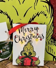 How The Grinch Stole Christmas Mini Light Up Canvas Print Picture NEW Dr. Seuss