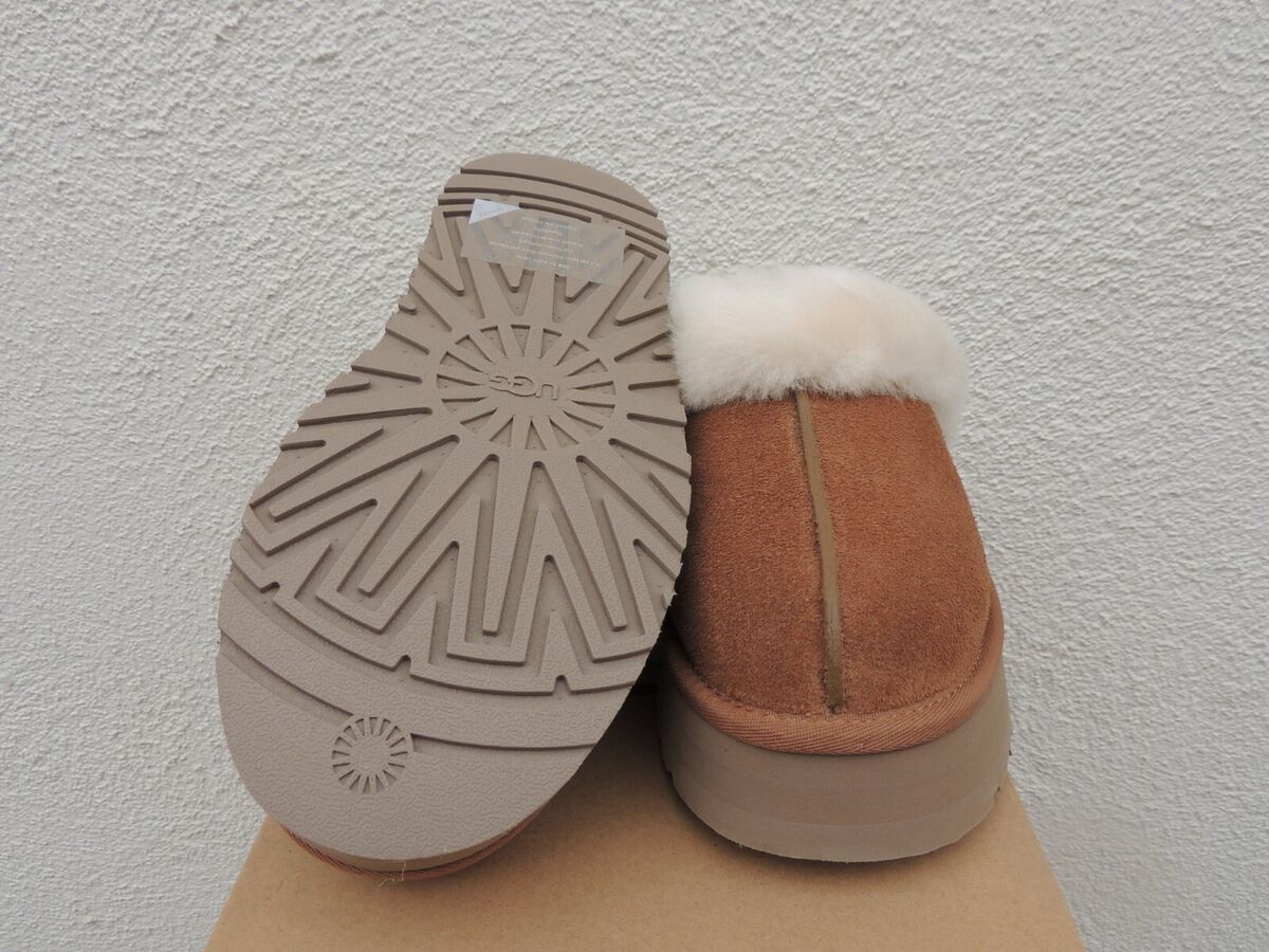 UGG DISQUETTE CHESTNUT SUEDE/ SHEEPSKIN PLATFORM SLIPPERS UGG DISQUETTE CHESTNUT SUEDE/ SHEEPSKIN PLATFORM SLIPPERS