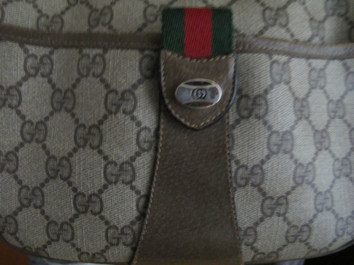 GUCCI Brown Vintage crossbody green & red stripe handbag Mod GUCCI Brown Vintage crossbody green & red stripe handbag Mod