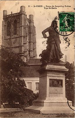 CPA St-OMER Statue von Jacqueline Robins Turm St-Bertin (405185)