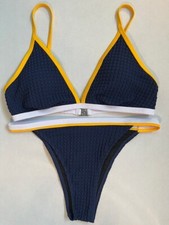 CUPSHE Women's Hidden Wonders Colorblock Bikini Top High Rise Bottom-SZ S-NWT