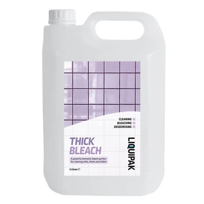 LIQUIPAK LIMITED Liquipak Thick Bleach - Thick Household Bleach, Multipurpose 5% Bleach, 5L -20L
