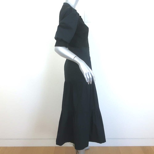 Veronica Beard Davenport Tiered Midi Dress Black Stretch Cotton Size Extra Small - Picture 3 of 7