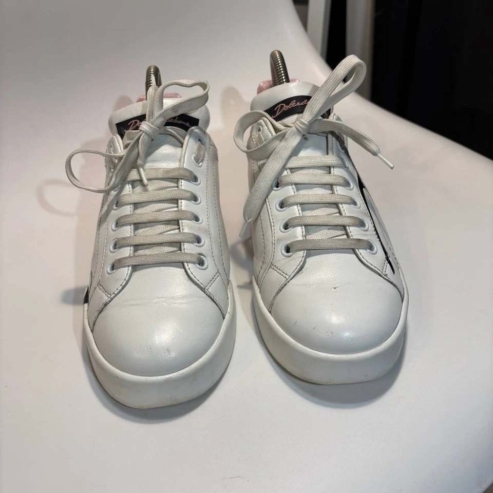 Zapatillas Dolce Gabbana Blanco Rosa Porto Fino Con Cordones Talla:37 Foto 4 de 4