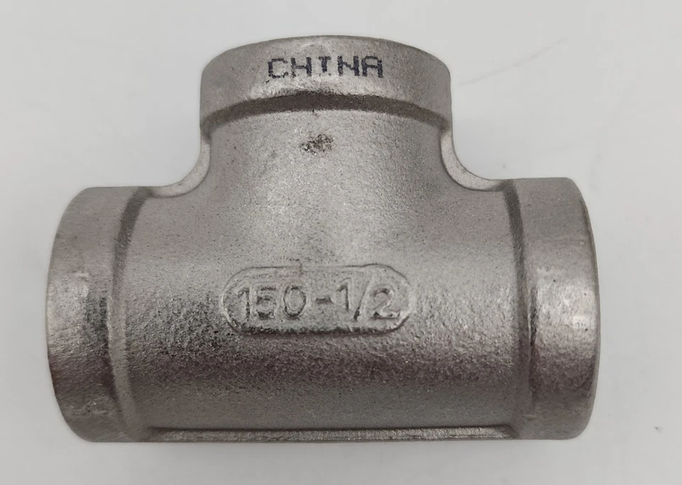 MERIT BRASS K406-08 Pipe Tee: 1/2", 304 SS FNPT, Threaded, 150 psi (5 PCS) - Image 3 of 4