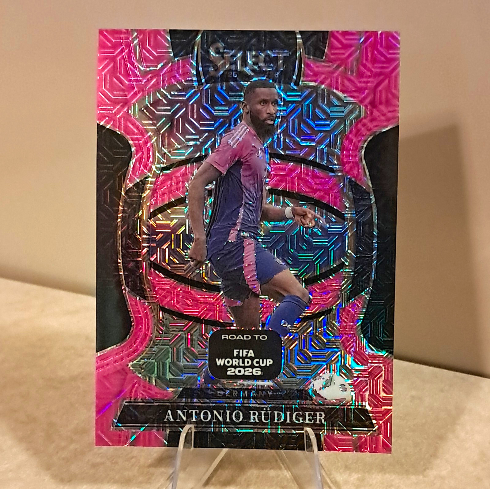 Panini 2025-26 Select Road to WC 2026 Antonio Rüdiger #4 Pink Mojo Prizm /399