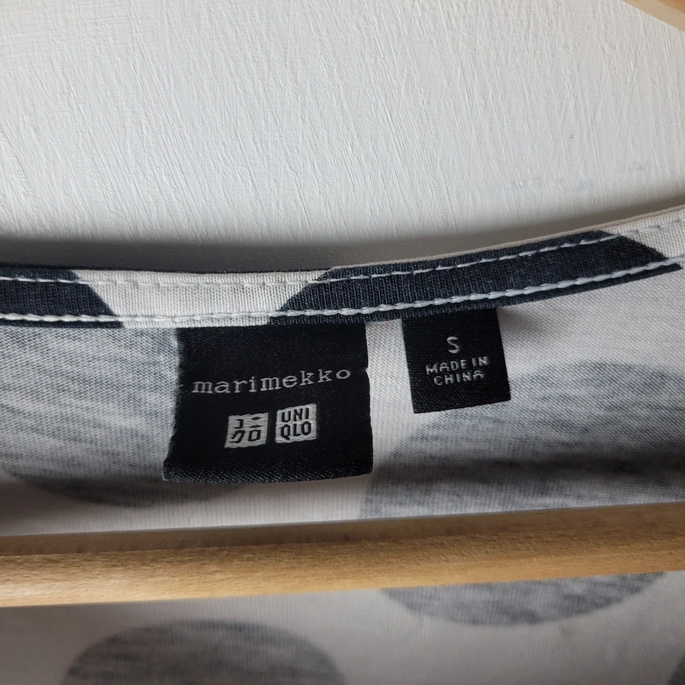 Uniqlo Marimekko Women Size S Black White Spot Jersey Short T-shirt Dress Casual - Image 3 of 4