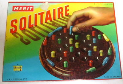 VINTAGE - MERIT SOLITAIRE SPIEL von J&L RANDALL - BAKELIT SOCKEL