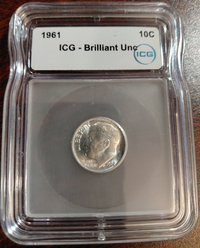 90% Silver 1961 Silver Roosevelt Dime ICG Brilliant Uncirculated 10C Certified