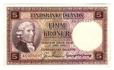 HIGH GRADE 1928 ICELAND 5 KRONUR