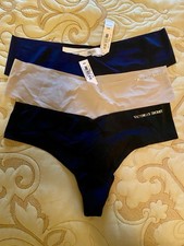 VS Body By Victoria's Secret No-Show Thong Panties Size M Black/navy/tan NWT