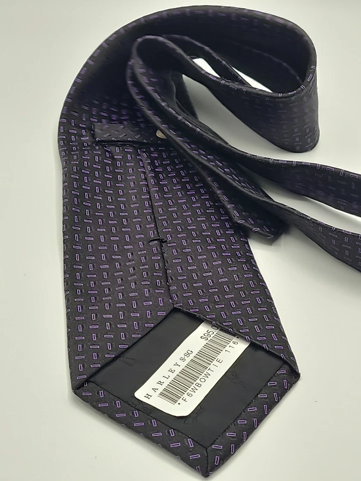 Corbata de seda hecha a mano Zanahoria and Gibbs EE. UU. negra púrpura audaz formal Foto 2 de 4