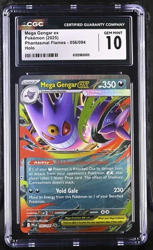 Mega Gengar Ex Holo Phantasmal Flames 056/094 NM CGC 10