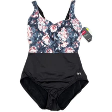 TYR Women PADMA Aqua ControlFit 1pc SwimSuit Black Coral - Size 8 - $80