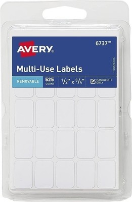Avery Removable Labels, Rectangular, 0.5 x 0.75 Inches, White, Pack of 525...