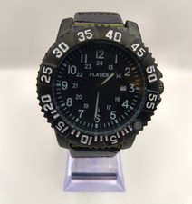 Pladen Men's Military Analog Quartz Date Watch Black Dial Green Nylon 40-43mm