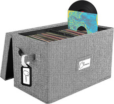 Vinyl Record Storage Box for 45 RPM Lps, 7-Inch Record Holder Case with Lid