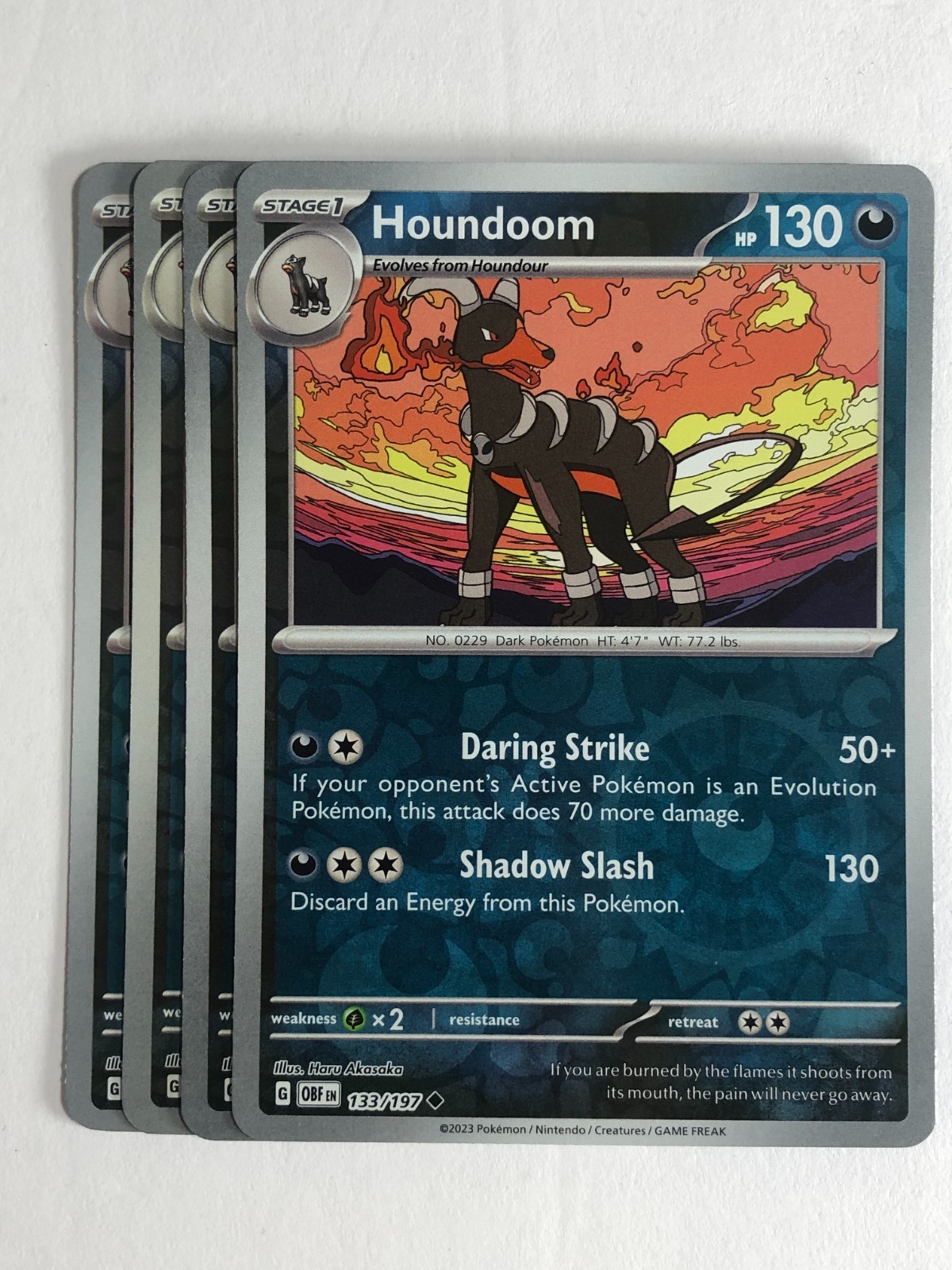 Pokemon TCG Obsidian Flames 4x Playset Reverse Holographic Houndoom 133/197 NM