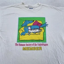 Vintage Humane Society Shirt Mens Large Dog Cat Graphic Member Animal Rescue 90s