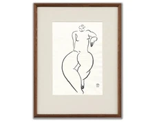 Sanyu Style Nude Female Chinese French ink drawing art deco Chang Yu 常玉 erotic