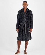 Club Room Mens Plush Pajama Robe in Phantom Grey Size S to M