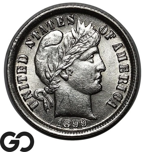 1899 Barber Dime, Lustrous Choice BU++