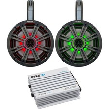 2x Kicker 6.5" Coaxial LED Speakers Charcoal Grille , Enclosures, 4-Channel Amp