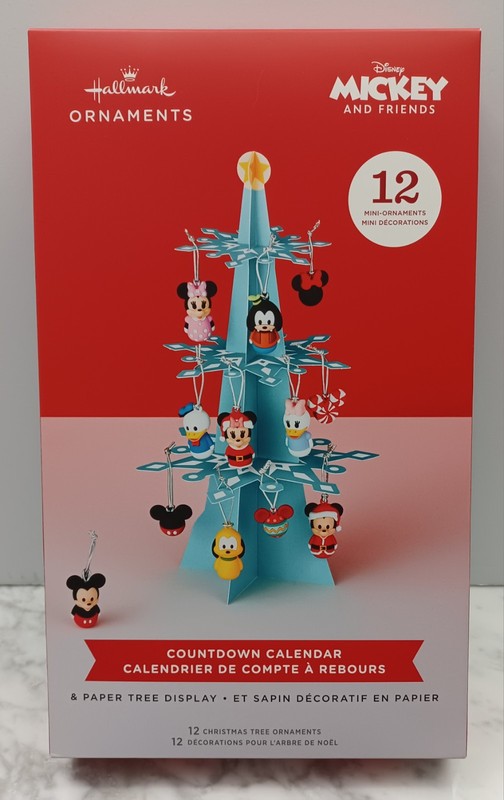 NEW Hallmark Disney Mickey Countdown Calendar 12 Mini Ornaments & Paper Tree