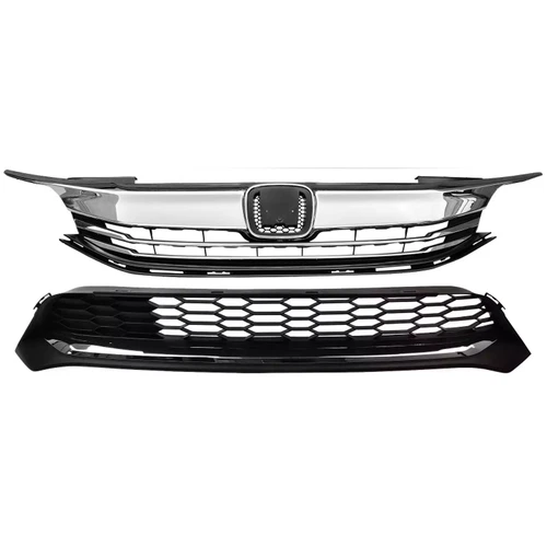 For 2016 2017 Honda Accord Sedan Front Bumper Grille Grill & LED Fog Lights Set - Picture 18 of 19