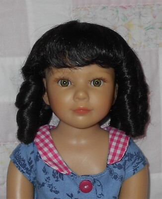 Wee 3 PRINCESS Doll Wig SZ 8-9.5 (BIG) DARK BROWN Sausage Roll Curls & Bangs NWT