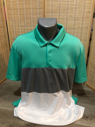 Adidas Golf Tennis Short Sleeve Men's Polo Shirt Green and White XL (H113)