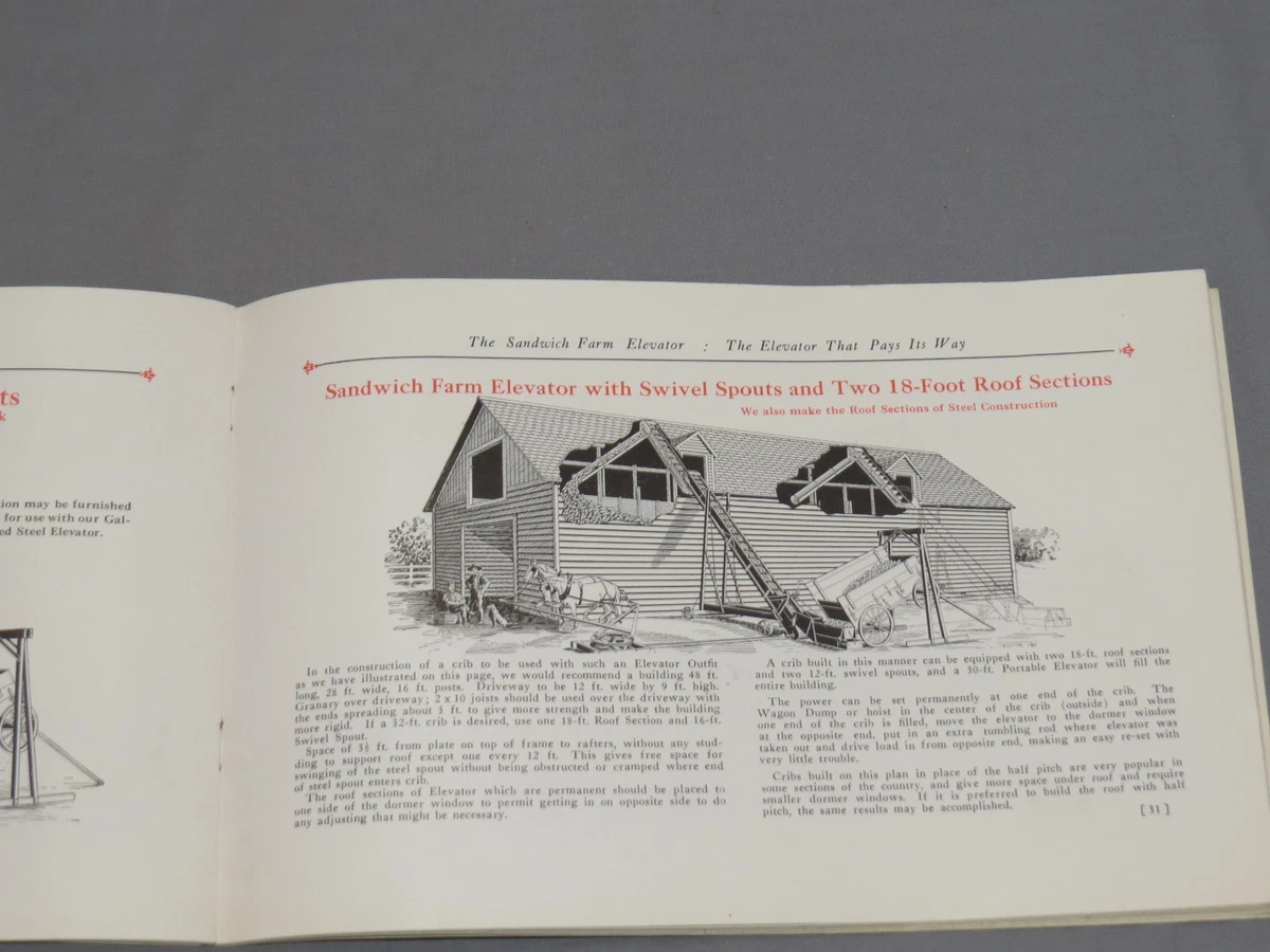 Vintage 1926 SANDWICH Portable &amp; Bucket Elevators sales Brochure Catalog  Engines | eBay