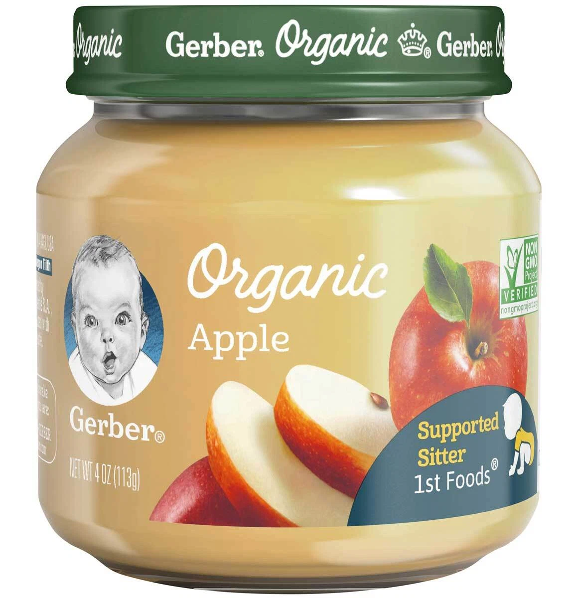Gerber 1st Foods Organic Apple Baby Food 4 Months Non GMO 4 Oz Pack of 10
