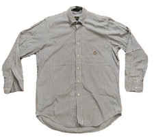 Chaps Ralph Lauren Vintage Dress Shirt Size 15.5 32/33 Men's Blue White Striped