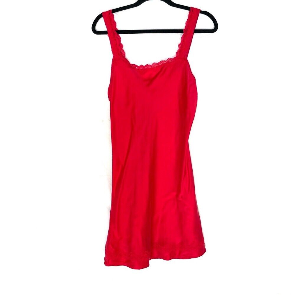 Vintage OLGA 100% Silk Red Lace Slip Dress Nightg… - image 1